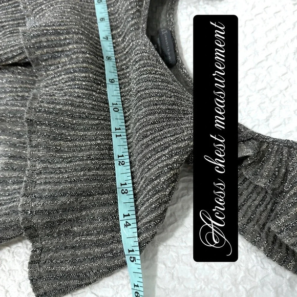 Armani Exchange Y2K Cropped Metallic Silver Knit Ruffle Cropped Tank Top XS - Picture 6 of 8